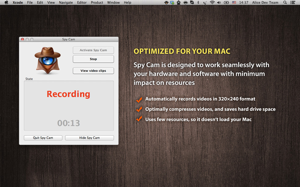 Cam Holder App Mac